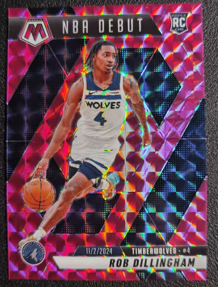 Rob Dillingham 2024-25 Panini Mosaic 100/175 Pink Hyper NBA Debut #270