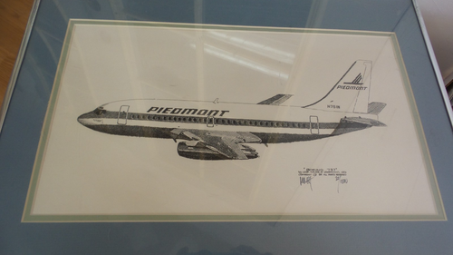 VTG Boeing PIEDMONT 737 AIRLINES SIGNED LITHO Joe Milich '85 35/1000 Framed - Picture 3 of 5
