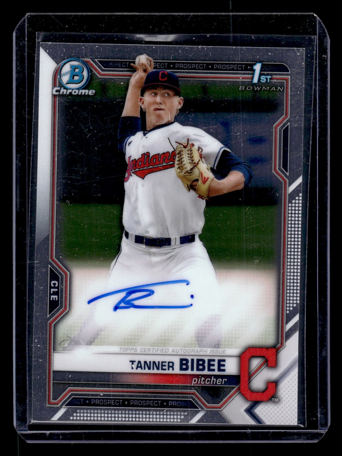 2021 Bowman Draft #CDA-TBI Tanner Bibee Chrome Draft Pick Autographs