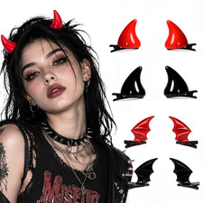 Halloween Devil Horn Bat Wing Hair Clips Set 8Pcs Costume Accessories