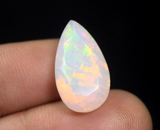 Real Ethiopian Welo Opal Stone 7.25 Ct Faceted Pear Cut Multi Fire Opal Gemstone