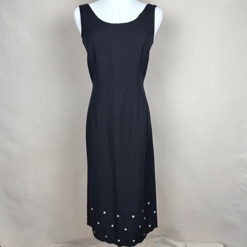 Laura Ashley, Abito midi vintage Laura Ashley misto lino delicato floreale minimalista anni 90 taglia 6