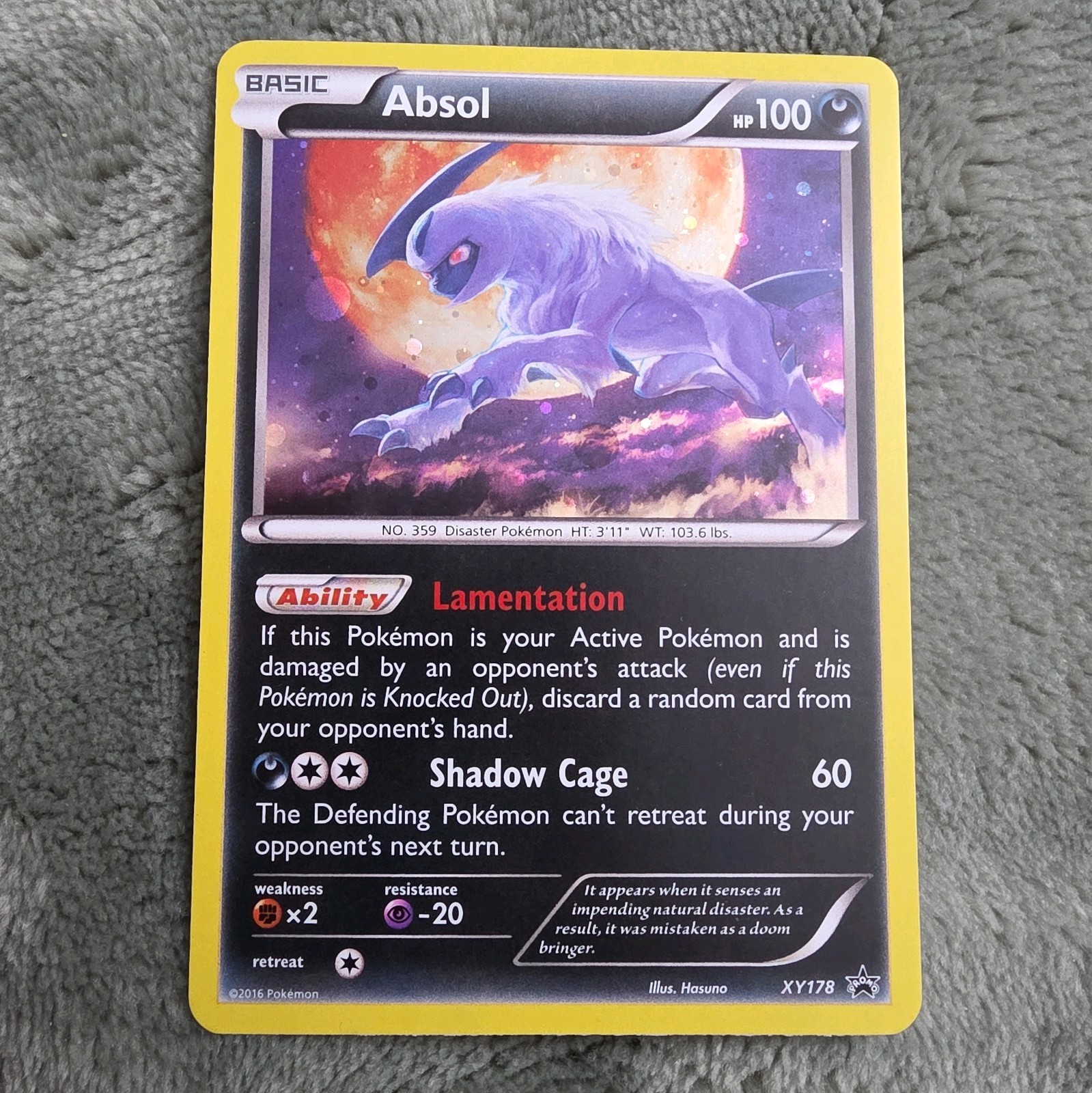 Pokémon Absol Promo Holo XY178 XY Basic 100HP Shadow Cage Pokémon TCG Card