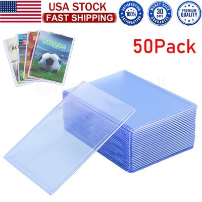 50Pack 3''x4'' Topload Card Holder 35PT Hard Plastic Card Sleeves Trading Cards