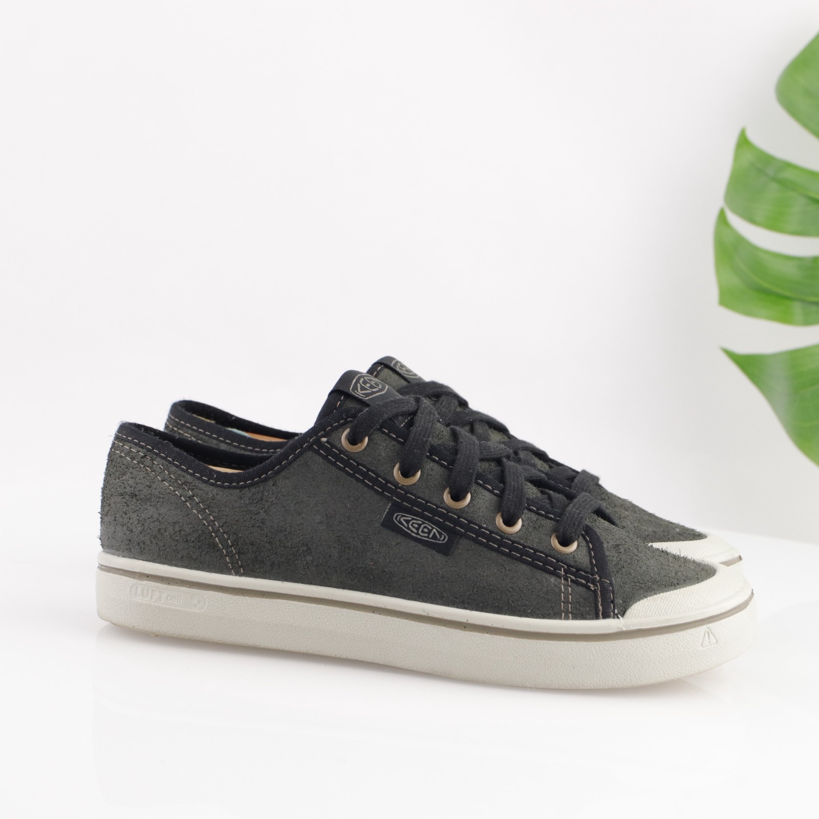 Sneaker Keen donna Elsa Harvest taglia 7 grigio pelle riciclata scarpa casual stringata