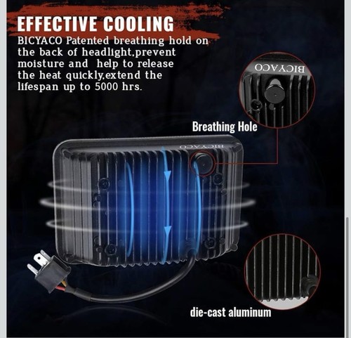 4 PIEZAS 4x6' Faros LED Cromados Alta Baja Viga Sellada Repuesto Rectangular CROMO - Imagen 5 de 10