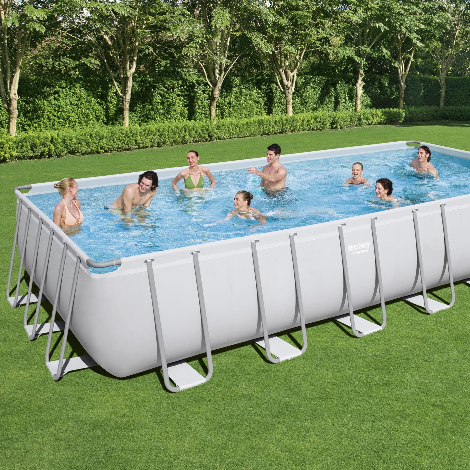 BESTWAY Piscina rettangolare con filtro a sabbia 732x366x132 cm bianco