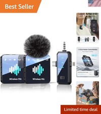 Noise-Cancelling Wireless Lavalier Microphone for iPhone - 328ft Range, 20H B...