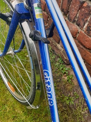 Gitane Tandem Fahrrad Blau/Silber mit Schutzblechen, Gepäckträger, Dynamo