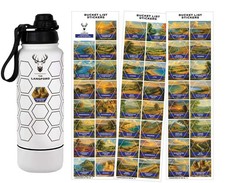 UK Landscapes Bucket List Water Bottle with Waterproof Stickers. Gift for Hikers
