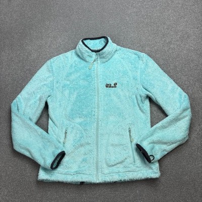 Jack Wolfskin Fleece Damen Small Blau Hochflor Full Zip Outdoor Pullover Lady
