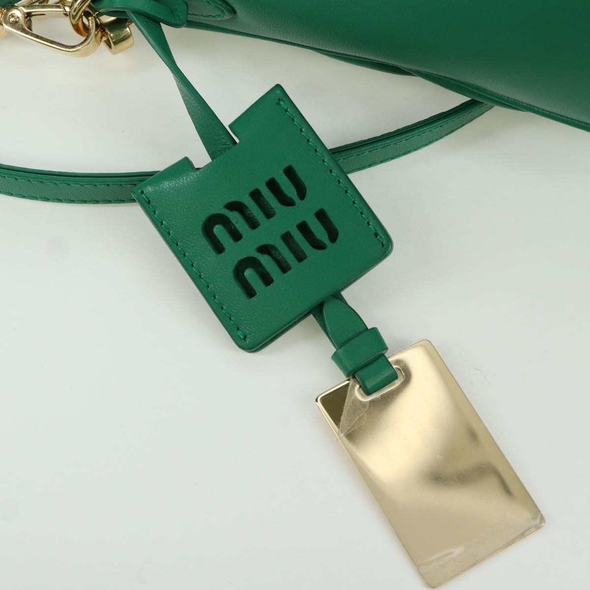 Miu Miu Matelasse Chain Shoulder Bag Leather 2way Green Gold Auth 171450SAM image 10
