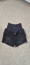 George Maternity Over The Bump Washed Black Denim Summer Shorts Size 16