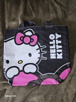 Hello Kitty Tote Bag Rare Style NWT Plastic Bow Vertical Printing 