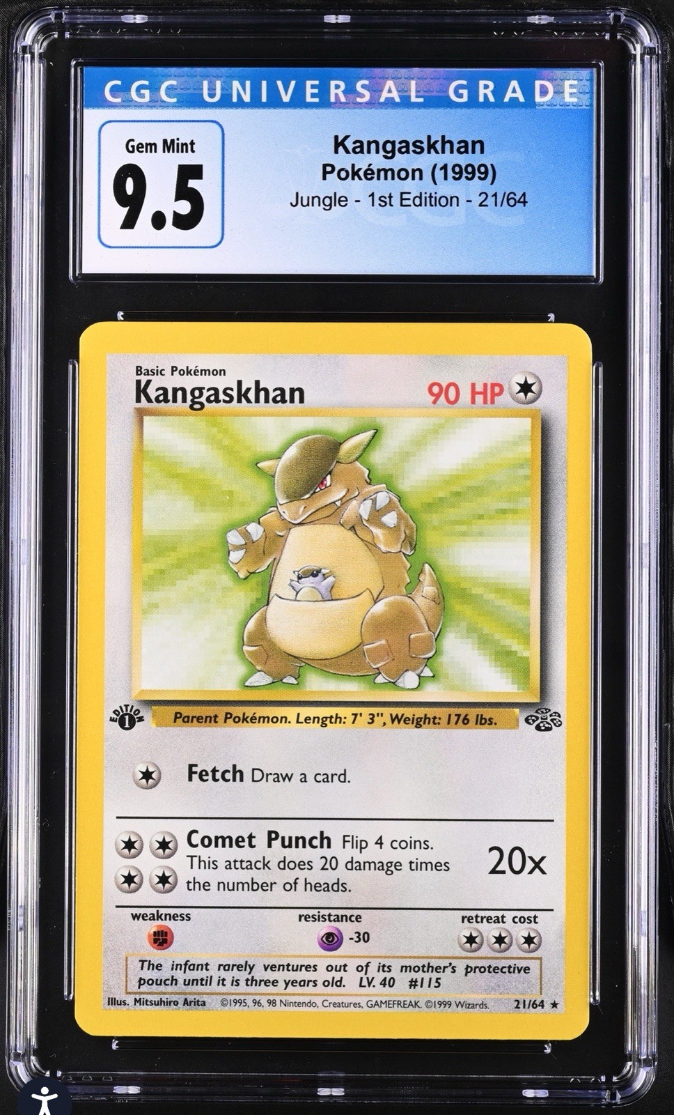 Kangaskhan 21/64 Jungle 1st Edition Non Holo CGC 10 Gem Mint Rare Pokemon