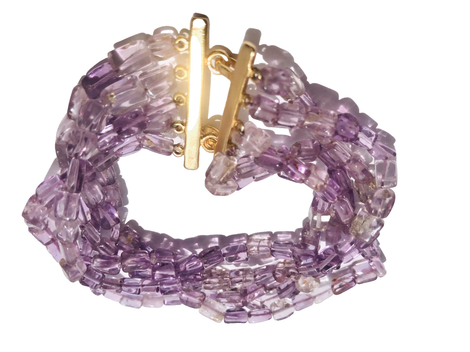 Delicate 5 row amethyst flat rectangle beads 925 … - image 1