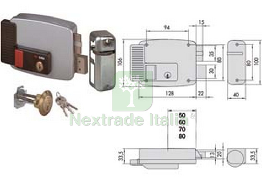Elettroserratura Cisa 11670 50 mm Porte Legno Pulsante Mandate
