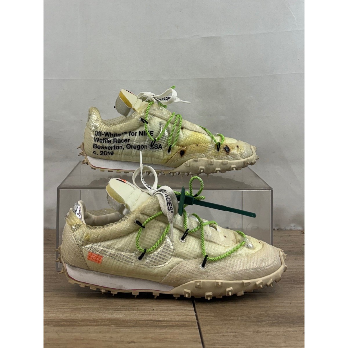 OFF WHITE Nike Waffle Racer SP Beaverton Oregon C Cream Green Lace