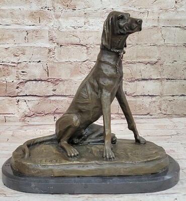 ART  Bronze Statue Hand-carved BASSETT HOUND DOG Animals Sculpture French Artist