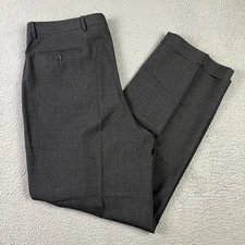 Zanella Austin Pants Mens 36x31 Gray Wool Pleated Cuffed Trousers Made in Italy