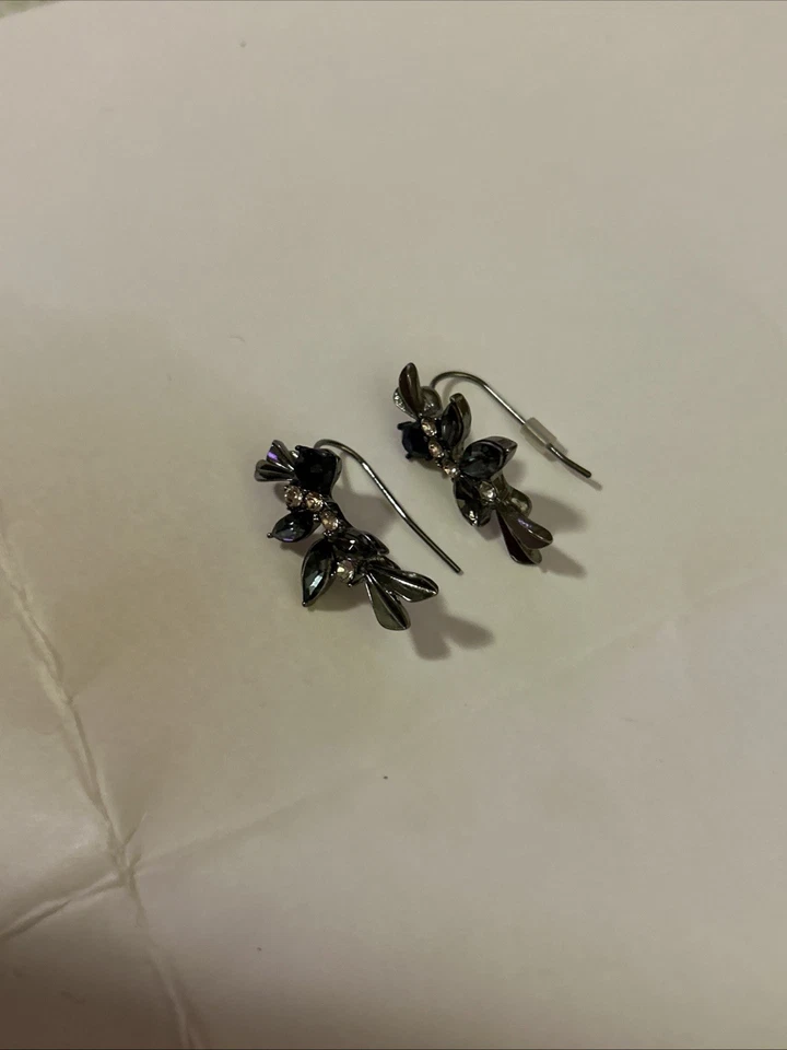 Pendientes colgantes Vera Wang Chic azul bronce/cristal transparente. 1"" Foto 3 de 4