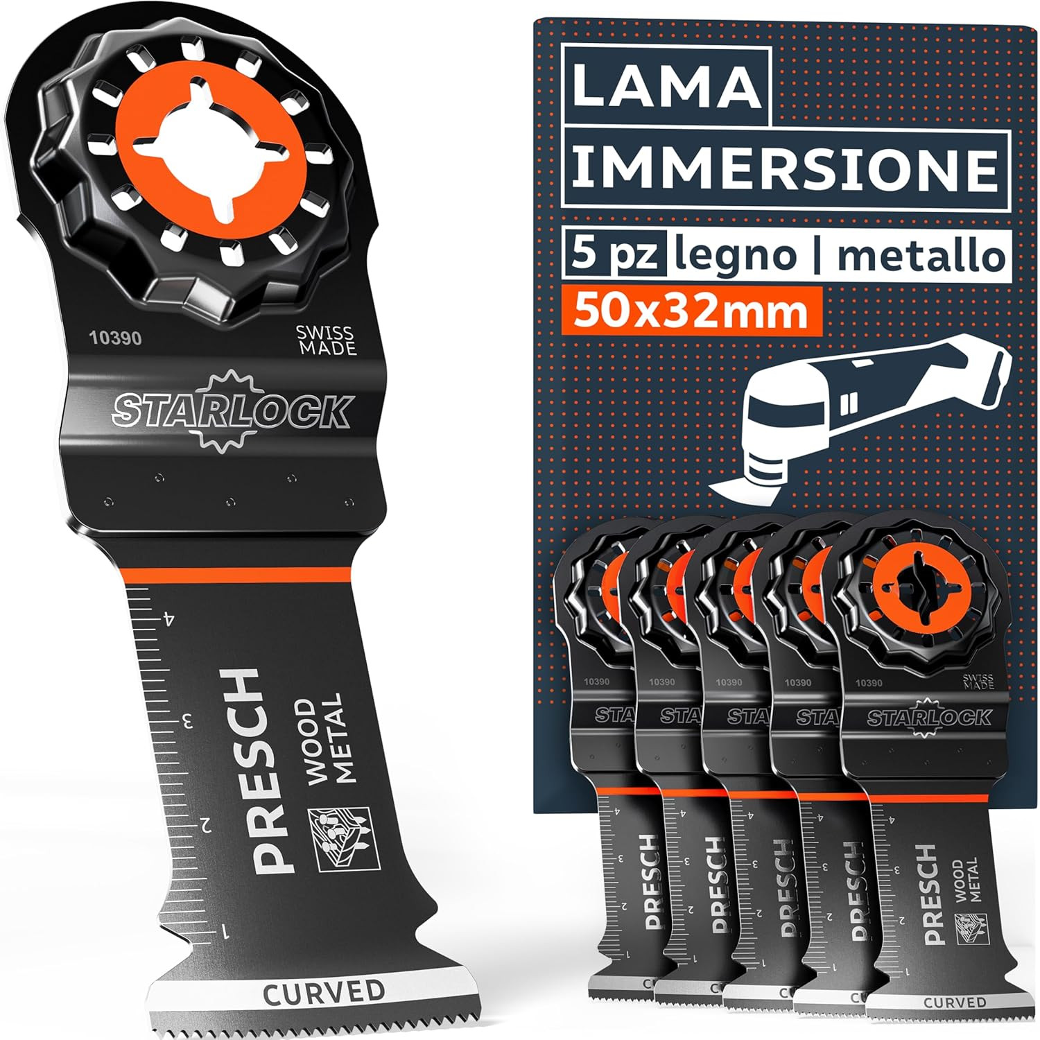 5 Lame Ricambio Starlock per Multiuso - Taglio Legno e Metallo 50x32mm