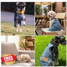 MuYaoPet Dog Denim Jumpsuit Overalls Cat Clothes Yorkie Bulldog