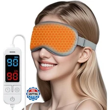 Heated Eye Mask for Dry Eyes, USB Warm Compress with Temperature & Timer Control