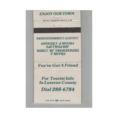 Matchbook Cover Luzerne County Enjoy Our Town You've Got A Friend