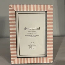 Natalini Handmade Italian Marquetry Picture Frame 4X6" Pink Striped