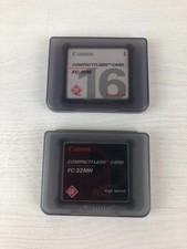2 Canon CompactFlash Memory Cards with Cases - FC-16M FC-32MH - Untested