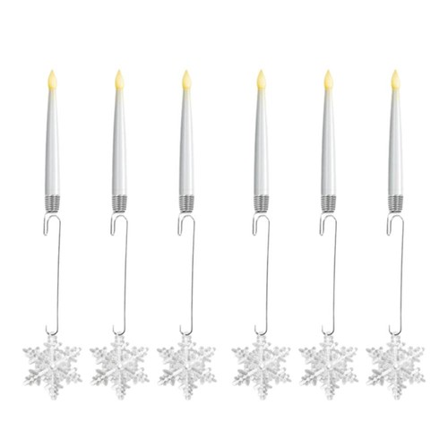 6PCS Candele LED Albero di Natale con Gancio Sfera di Cristallo Trasparente Decorazione Festa dfhg - Foto 18 di 21