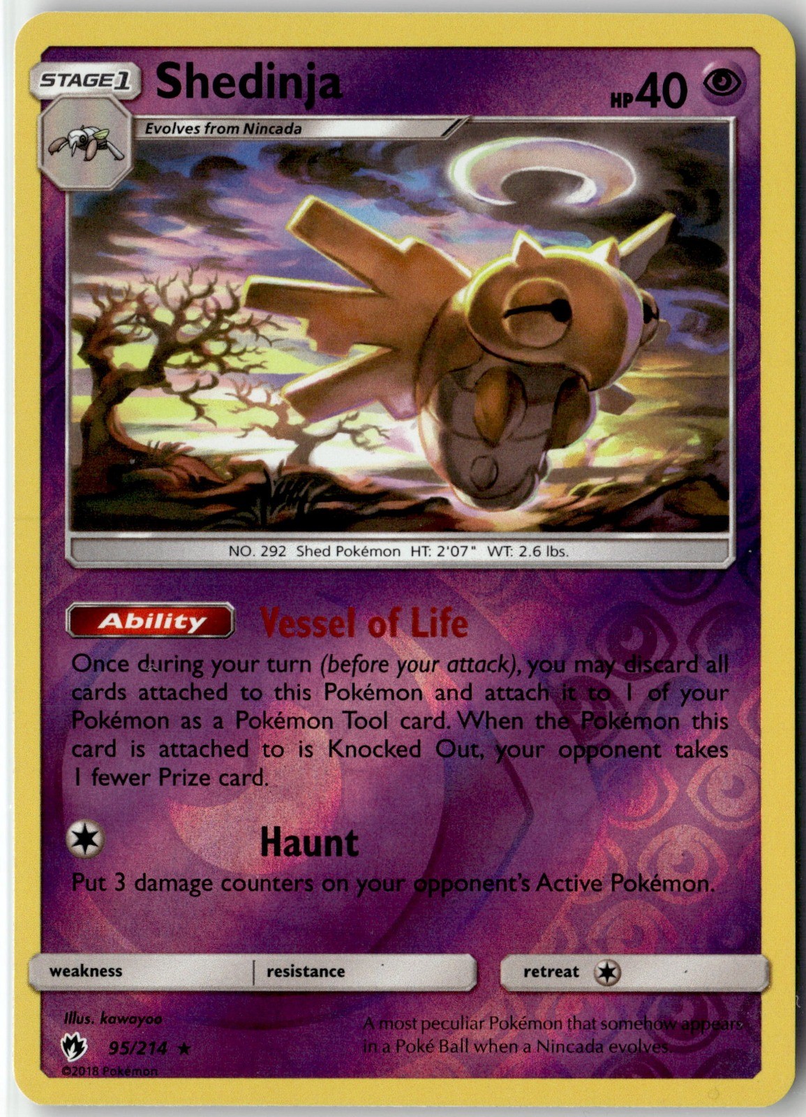 Shedinja Rare SM - Lost Thunder 95/214 Reverse Holo NM