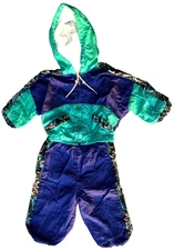 VTG 90s TRACK SUIT hooded jacket pants WINDBREAKER 12 months LIGHTNING BUG