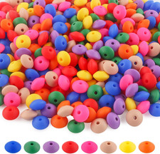 200Pcs Silicone Lentil Beads for Keychain Making,Bulk Mixed Color 12Mm Silicone