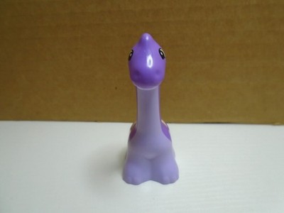 PLASTIC 2 TONE PURPLE & YELLOW SMILING DINOSAUR 3'' FIGURE CAKE TOPPER UNBRANDED