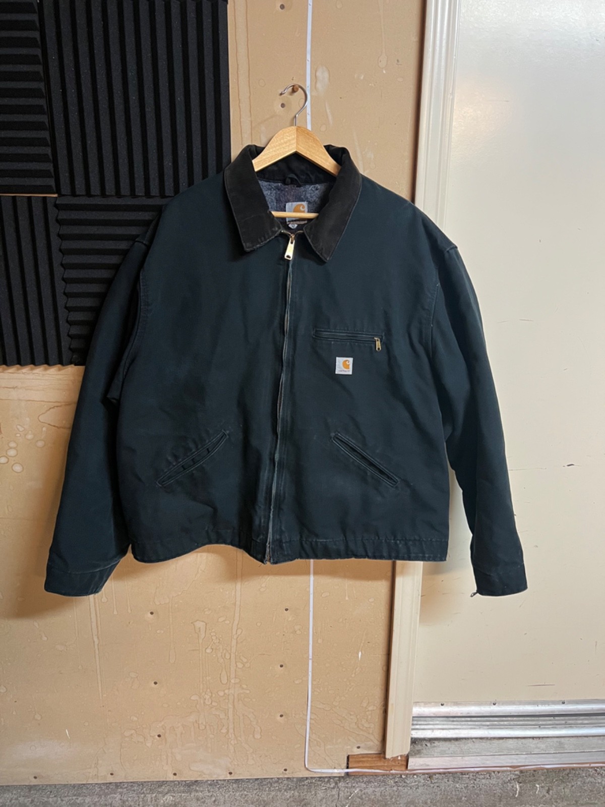 CARHARTT J01 Men’s Tall 3XL Black Duck Blanket Lined Detroit Jacket DISTRESSED