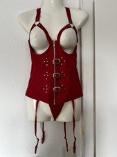 Korsett Corsage Rot Kunstleder Größe S incl. String