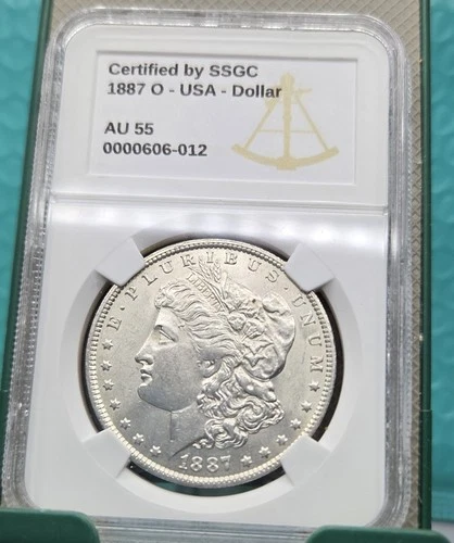 1887 O Morgan Silver Dollar SSGC  AU 55