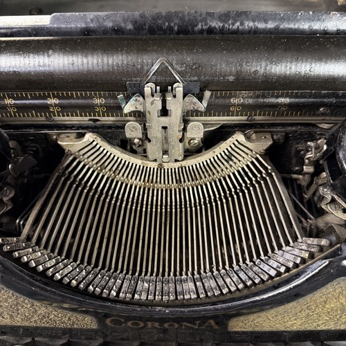 Vintage Beautiful 1929 LC Smith & Corona 4 Black & Gold Portable Typewriter/Case - Afbeelding 3 van 13