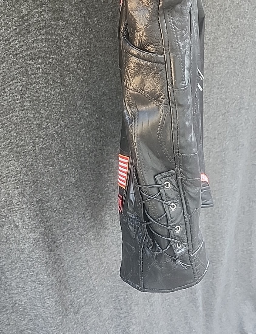 Lambskin Biker Jacket Patchwork Leather Size 2X - image 4