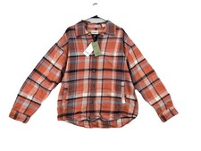 Goodfellow Co Men's Heavyweight Plaid Flannel Shirt Jacket LARGE Apricot Phase