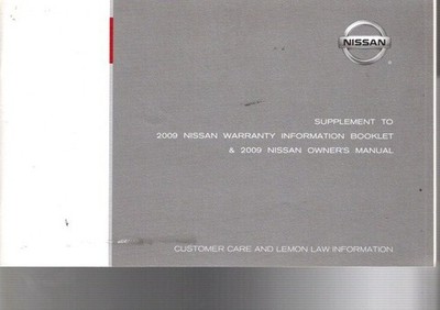 2009 NISSAN WARRANTY INFO--Original Owner's Manual, not a copy--FREE SHIPPING
