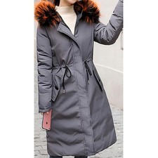 Women Long Sleeve Hooded Style Side Pockets Solid Colored Padded Jacket - Green
