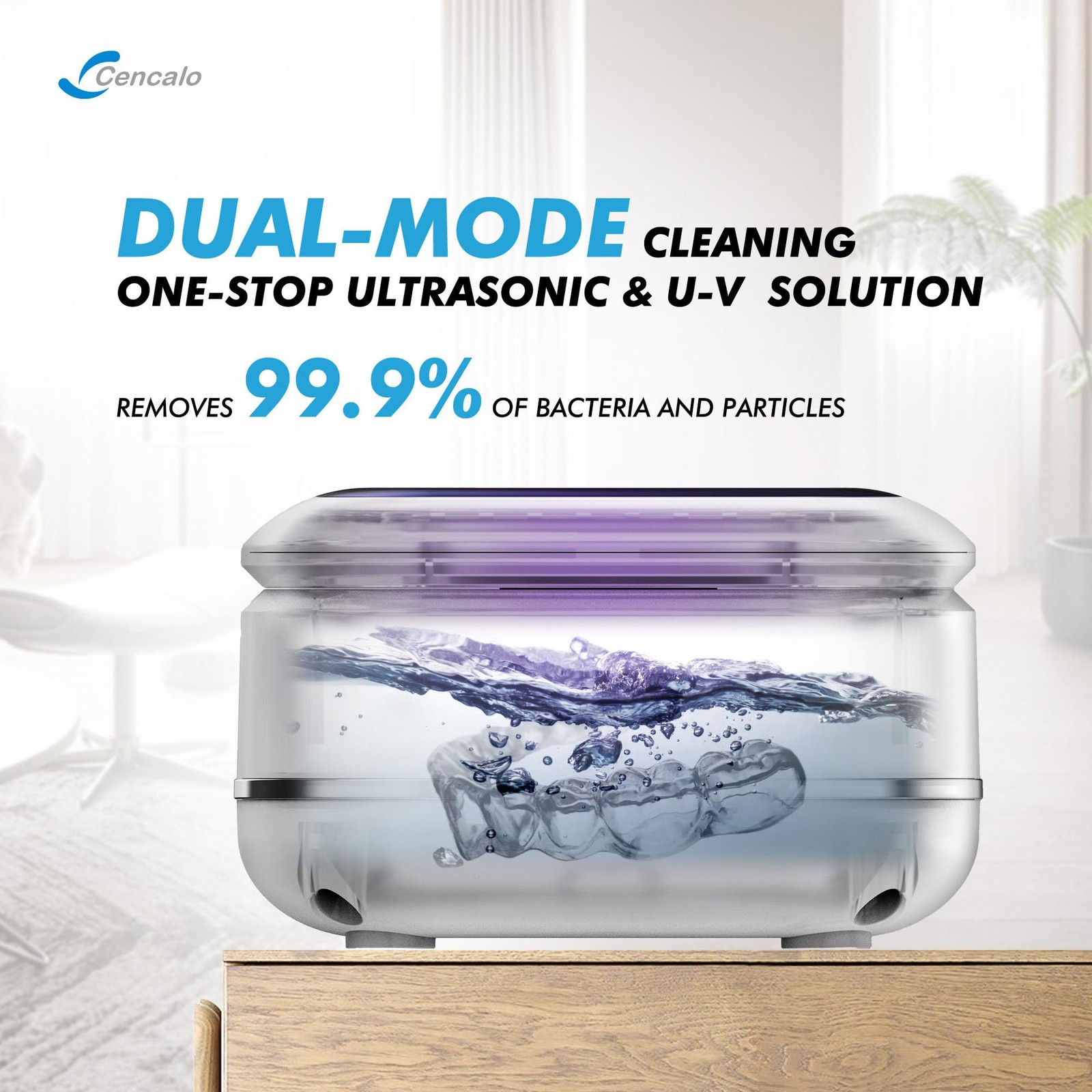 Ultrasonic, Retainer Cleaner UV 180ml 42kHz 2 Timer White Pod