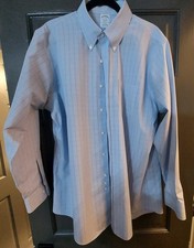 Brooks Brothers Regent Non-Iron Supima Cotton Blue Check Dress Shirt 17 34