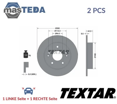 92172003 BREMSSCHEIBEN SATZ HINTEN TEXTAR 2PCS NEU OE QUALITÄT - Bild 1 von 4