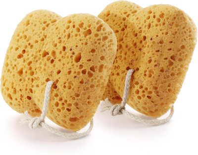 Sponges Bath, 2Pcs Larger Shower for Women Men, Exfoliating Brown 