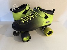 Riedell Roller Rink Skate DART Size 12 Black And Neon Green Ombr Very Nice