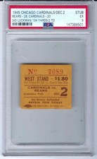 12/2/45 Chicago Cardinals Vs Chicago Bears Sid Luckman 2 TD Ticket Stub PSA 5